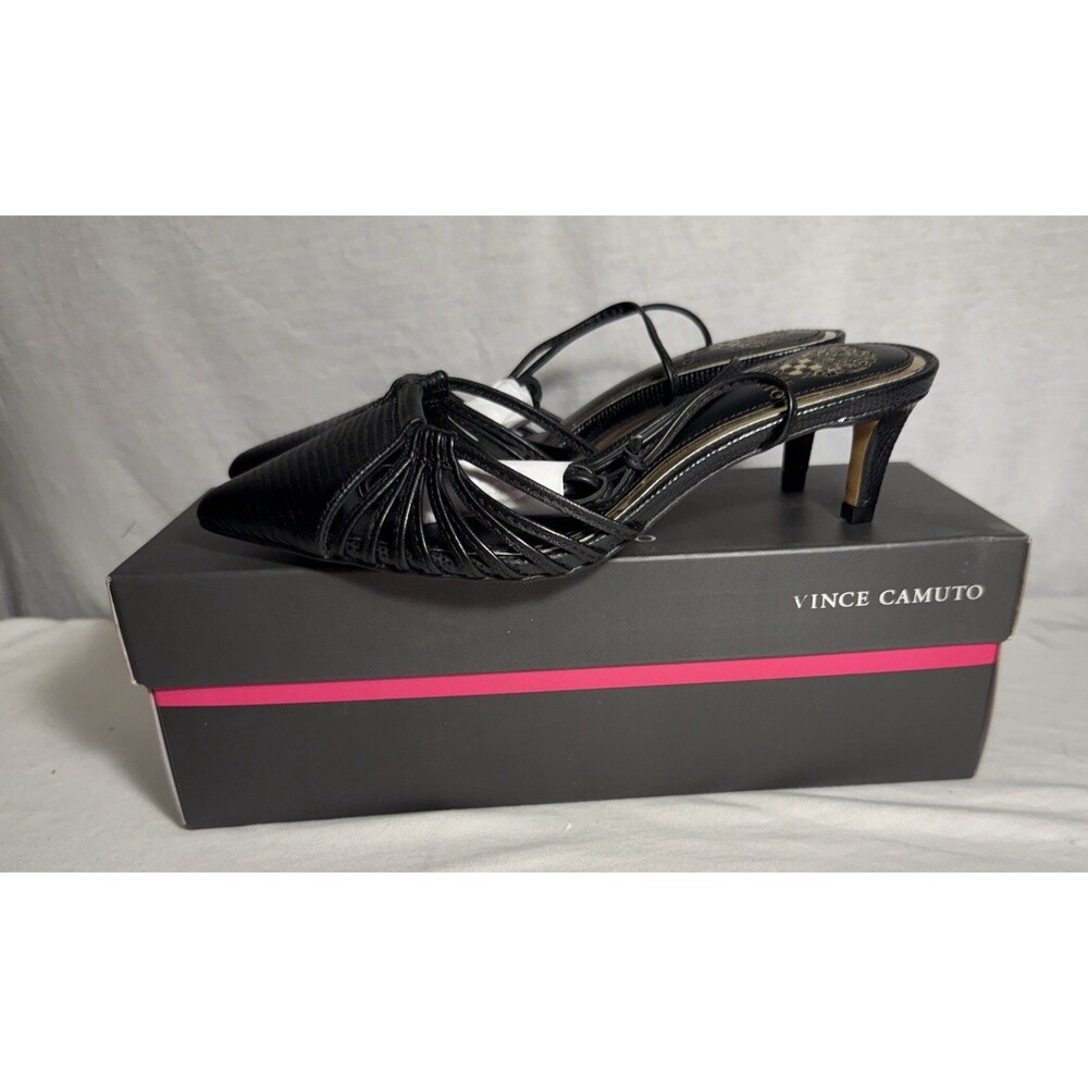 NEW NIB Vince Camuto Ankle Wrap Strappy Kota Heels Womens Size 5.5 Black Pumps